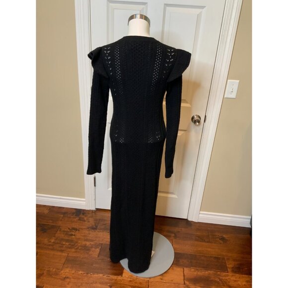 Chloe Black Wool Cashmere Long Sleeve Maxi Sweater Dress $1995, Size Small - Picture 7 of 11